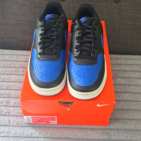 Nike Mens Court Vision Low Black/Royal (Numeric_11_Point_5) - Picture 1 of 4